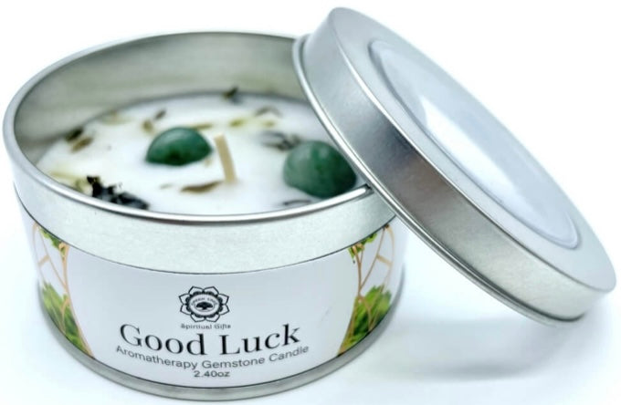 Bougie 'Bonne Chance' Aventurine Verte + Patchouli