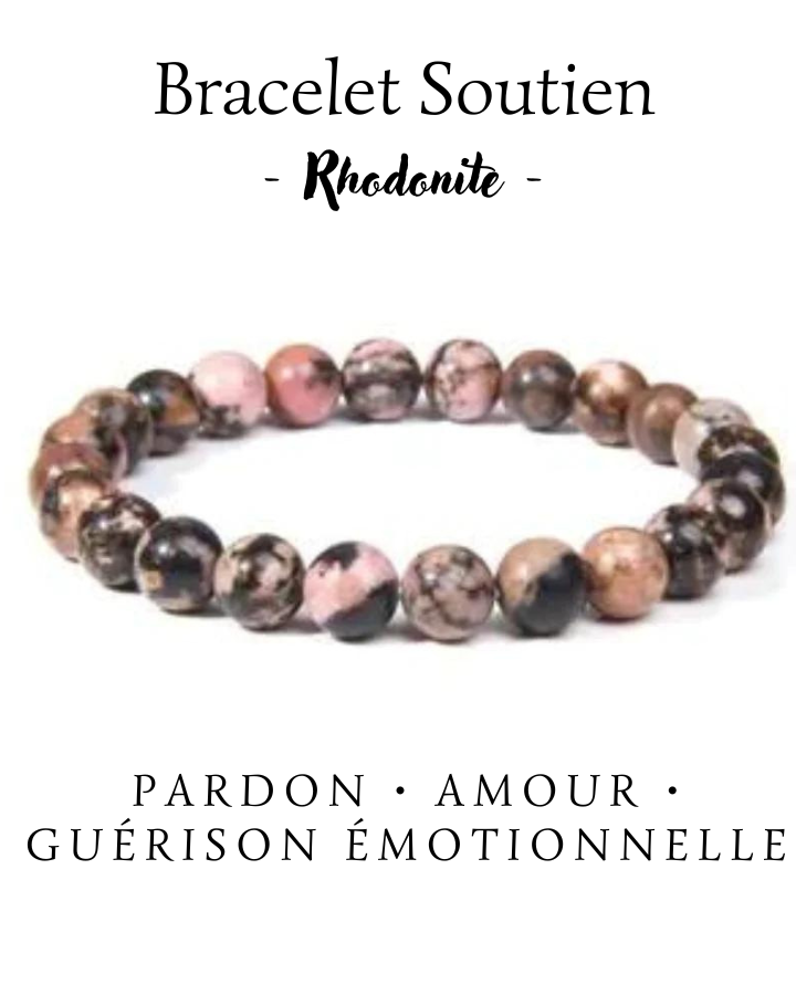 Bracelet Intention "SOUTIEN" Rhodonite 8mm
