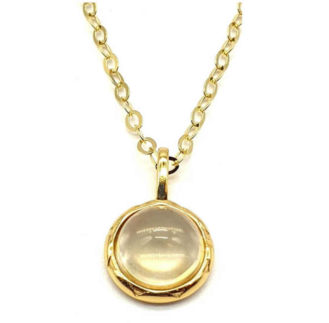 Collier Argent 925 Citrine Naturelle Ronde