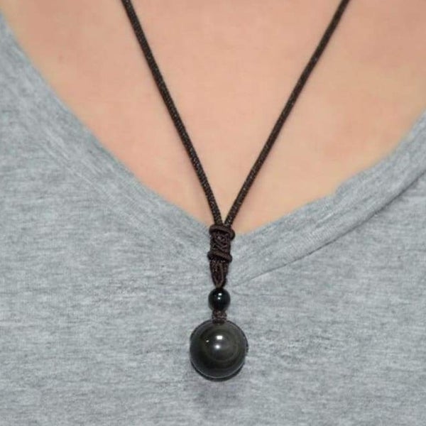 Collier "Oeil Céleste" en Obsidienne Arc-en-ciel
