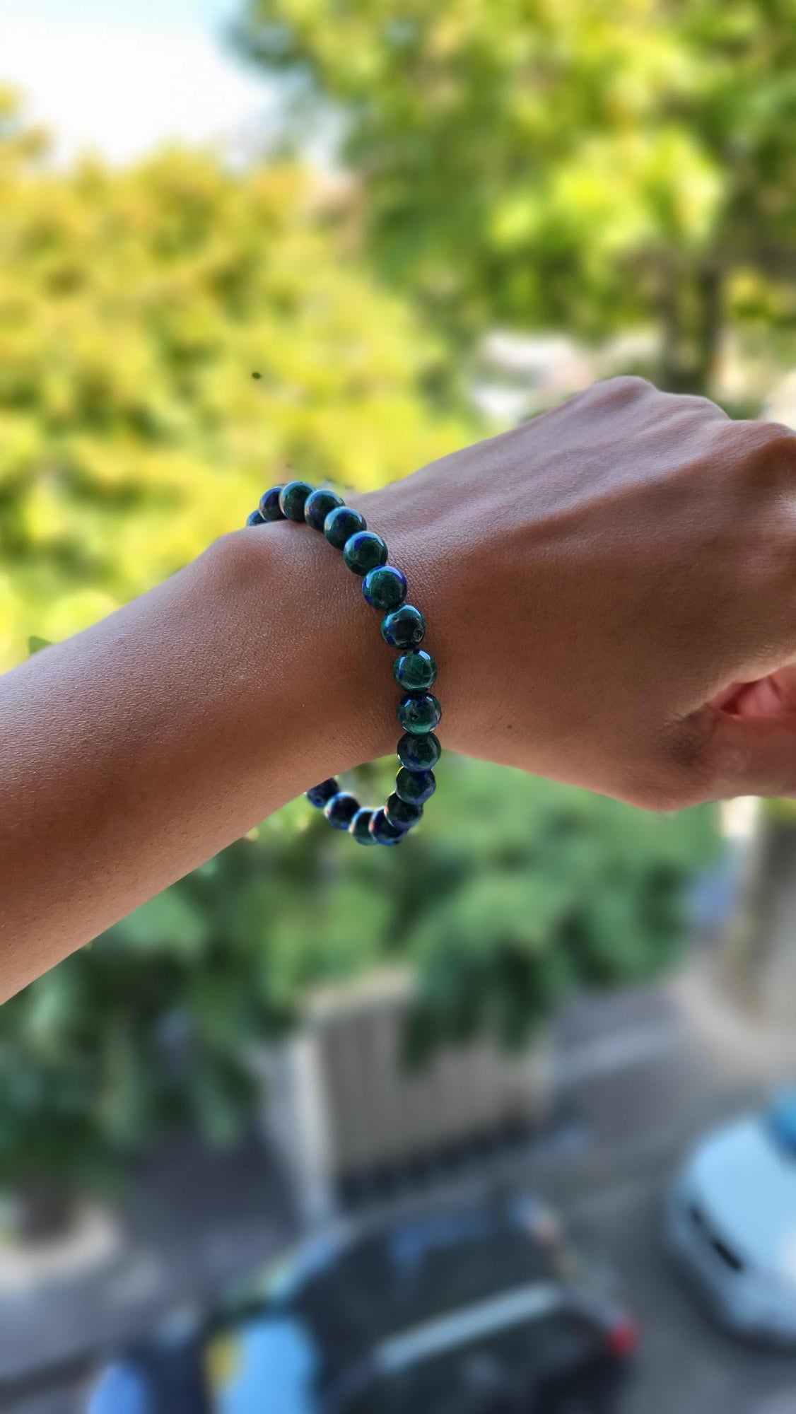 BRACELET AZURITE MALACHITE NATURELLE 8 mm