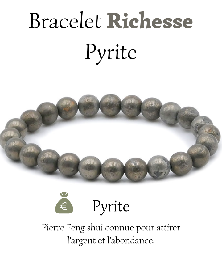 Bracelet "Richesse" Pyrite 8 mm