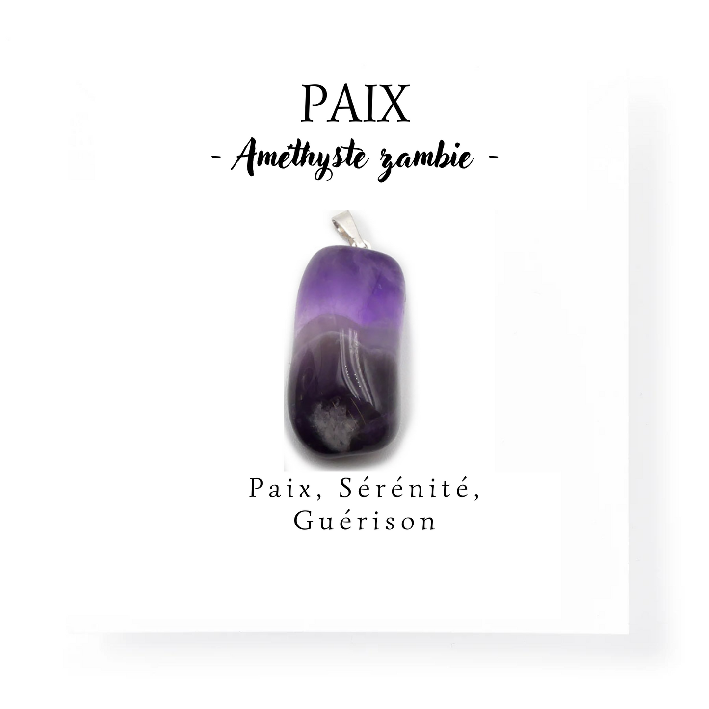 Pendentif paix améthyste zambie
