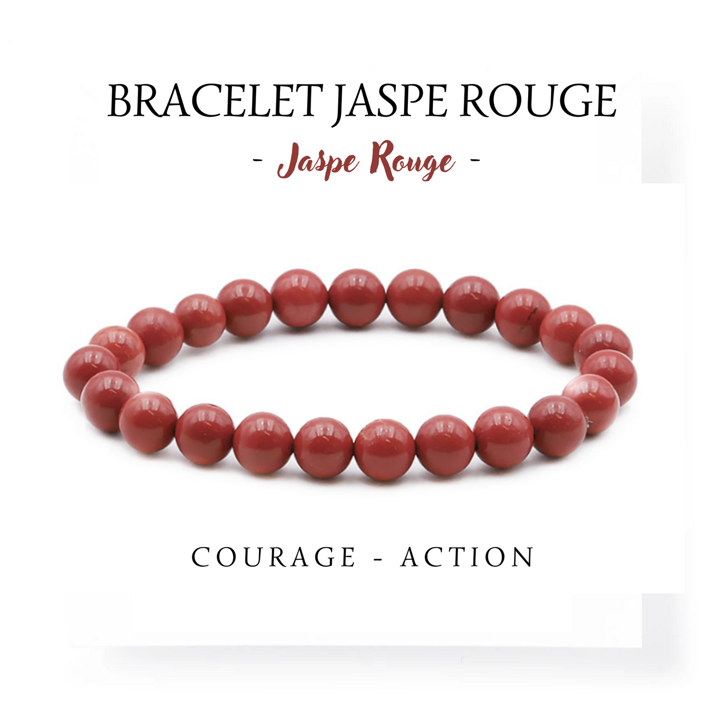 Bracelet "Courage" Jaspe rouge 8 mm