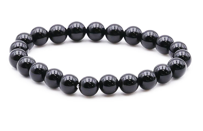 BRACELET BOULE 08MM OBSIDIENNE NOIRE A