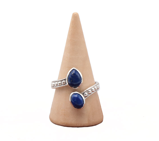 BAGUE ARGENT 925 RÉGLABLE LAPIS LAZULI AA