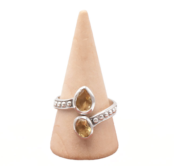 BAGUE ARGENT 925 RÉGLABLE CITRINE NATURELLE FACETTÉE AAA