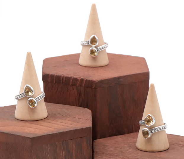 BAGUE ARGENT 925 RÉGLABLE CITRINE NATURELLE FACETTÉE AAA