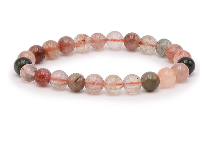 Bracelet Cristal de Roche Rutile Multicolore 8 mm