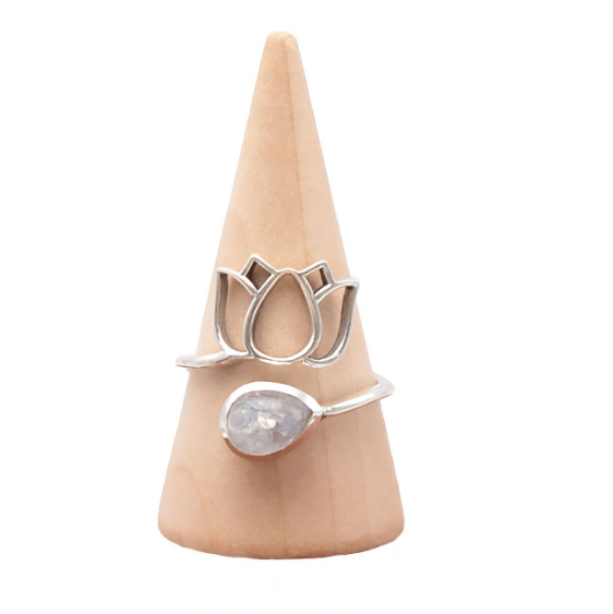 Bague en argent 925 réglable avec Péristérite AA - La pierre d'assurance et de confiance en soi