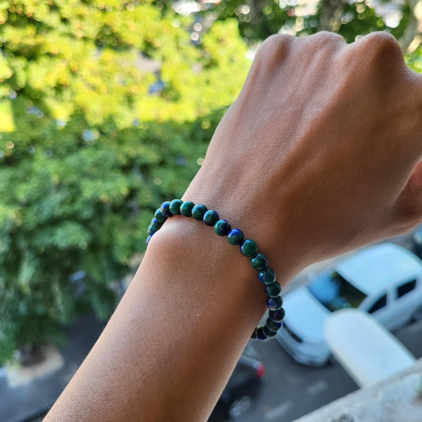 BRACELET AZURITE MALACHITE NATURELLE 8 mm