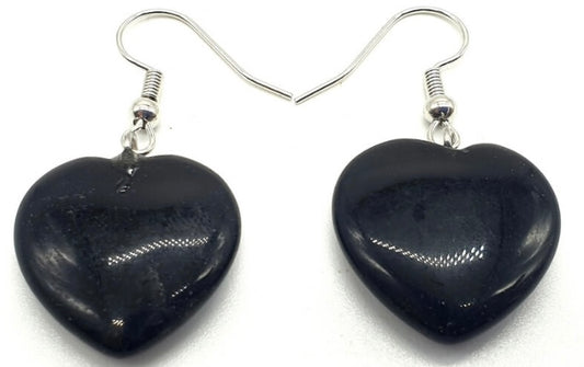 Boucles d'oreilles coeur Obsidienne noire